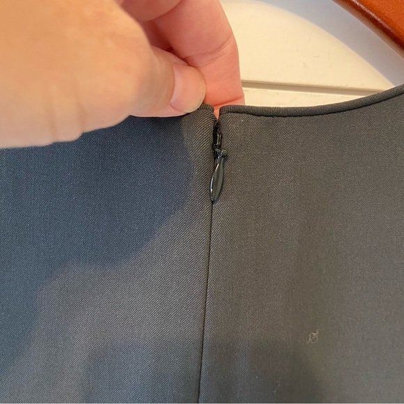 Lafayette 148 | Black Square Neck Short Sleeve Knee Length Virgin Wool Dress 2 - Picture 6 of 10